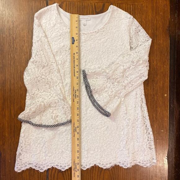 Charter Club Eyelet Checkered Plaid 3/4 Casual Blouse Top Shirt Women’s Size M - Picture 4 of 11